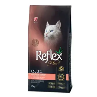 Сухий корм для котів Reflex Plus Adult Hairball & Indoor 15 кг - лосось