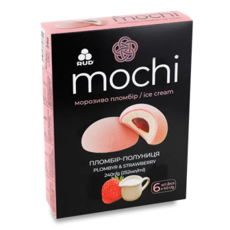 Морозиво Рудь Mochi пломбір-полуниця (6*40г)