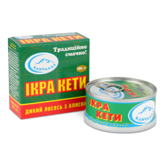 Ікра лососева зерниста кети 100г ж/б з ключем коробка Камчадал