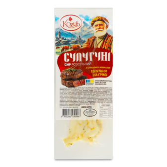 Сир розсільний Сулугуні соломка з смаком телятини на грилі 30% 100г в/у Kozub
