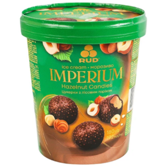 Морозиво Рудь Imperium Пломбір Hazalnut Candies 180г