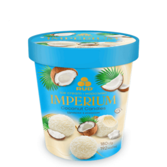 Морозиво Рудь Imperium Пломбір Coconut Candies 180г