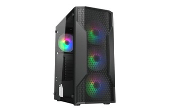 Корпус комп'ютерний Cougar Uniface MX110 RGB, Ігровий, 4*120mm RGB вентилятори передвстановлені, Mini ITX / Micro ATX / ATX, скляне вікно, чорний