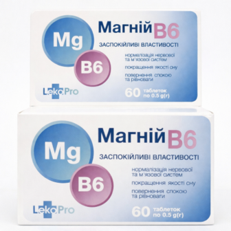 Добавка дієтична Магній +В6 таблетки 0,5 г №60 LekoPro к/уп 