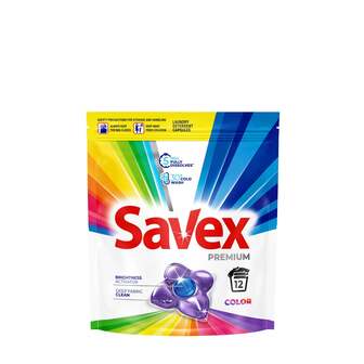 Мийний засіб. Капсули для прання 12 шт Savex COLOR/CRYSTAL FRESH PREMIUM м/уп 