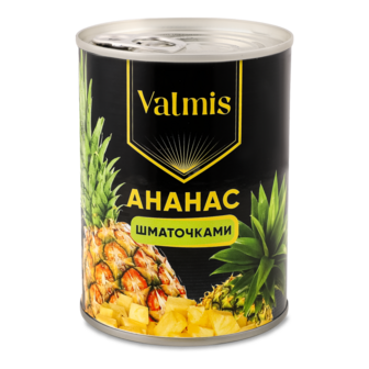 Ананас шматочки в сиропі 565г ж/б з ключем Valmis