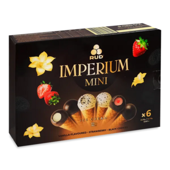 Морозиво Rud Imperium mini ваніль-полуниця-чорне печиво (222г)