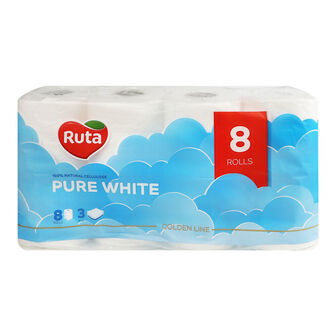 Туалетний папір Ruta Pure White 8рул.3шар білий
