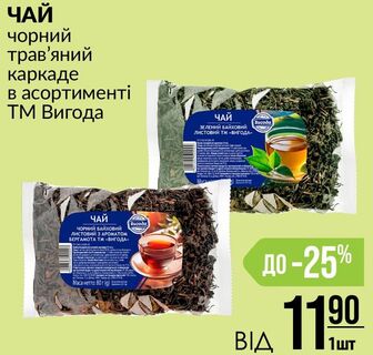 ЧАЙ чорний трав'яний каркаде в асортименті ТМ Вигода