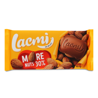 Шоколад "Lacmi" молочний з цілим мигдалем ТМ Roshen, 90г