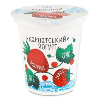 Йогурт полуниця-суниця 2,2% ТМ Галичина, 260г