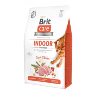 Корм Brit Care з куркою беззерновий антистрес сухий для домашніх котів 2кг