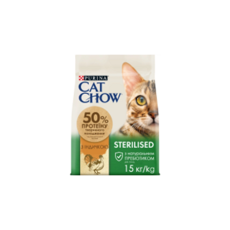 Корм Cat Chow Sterilised з індичкою сухий для дорослих стерилізованих котів 15кг