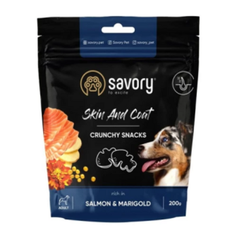 Ласощі Savory з лососем та чорнобривцями для шкіри та шерсті хрусткі для собак усіх порід 200г