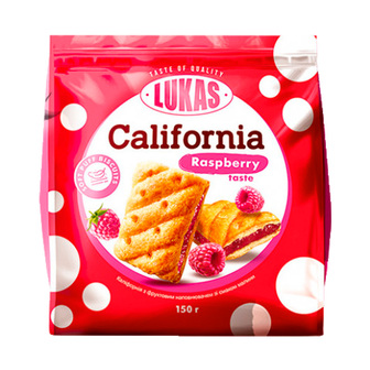 Печиво "Lukas California Raspberry" зі смаком малини 150г