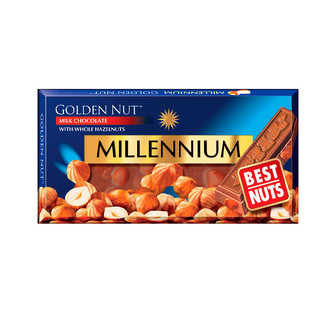 Шоколад "Millennium Gold" молочний з цілим фундуком 100г