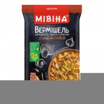 ВЕРМІШЕЛЬ ШВИДКОГО ПРИГОТУВАННЯ СМАК ГРИБІВ НЕ ГОСТРА 59,2Г МІВІНА