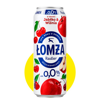 Пиво "Lomza 0% Radler" безалкогольне зі смаком яблуко-вишня 0,5л ж/б