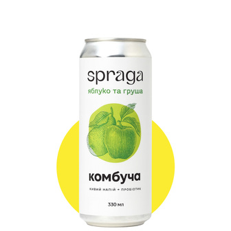 Напій б/а "Spraga Комбуча" яблуко та груша 0,33л з/б