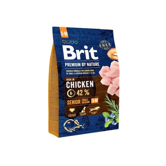 Сухий корм для літніх собак дрібних і середніх порід Brit Premium Senior S+M, з куркою, 3 кг