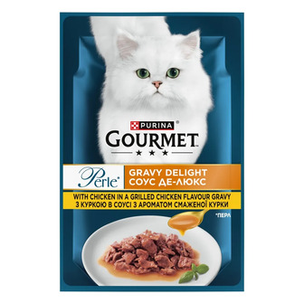 Корм вологий для дорослих котів Gourmet Perle Gravy Delight З куркою в соусі з ароматом смаженої курки 85 г (8445291188266)