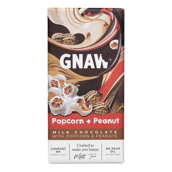 Молочний шоколад з попкорном та арахісом Gnaw 80 г