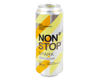 Напій енергетичний Non Stop Spark безалкольний без цукру з/б (0,5л)