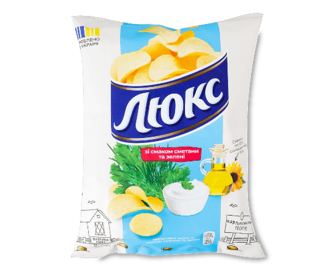 Чипси Люкс картопляні зі смаком сметани та зелені (105г)