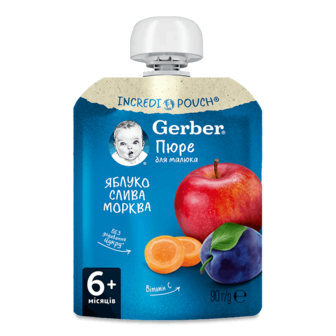 Пюре Gerber яблуко-слива-морква 90г