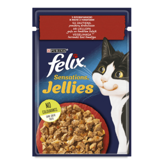 Корм для котів Felix Jellies Sensations з яловичиною в желе 85г