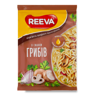 Вермішель швидкого приготування Reeva зі смаком грибів 60г