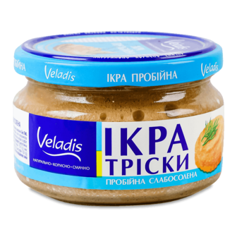 Ікра тріски Veladis пробійна слабосолена с/б 180г