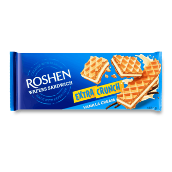Вафлі Roshen Wafers Sandwich Extra Crunch Vanilla Cream 142г