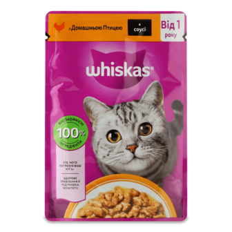 Корм для котів Whiskas з домашньою птицею в соусі 85г