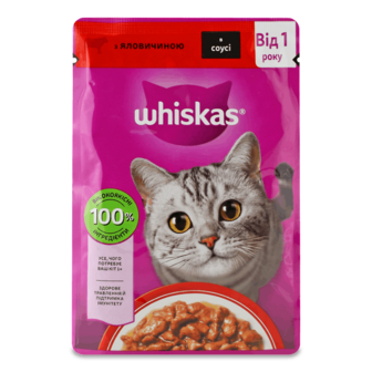 Корм для котів Whiskas з яловичиною в соусі 85г