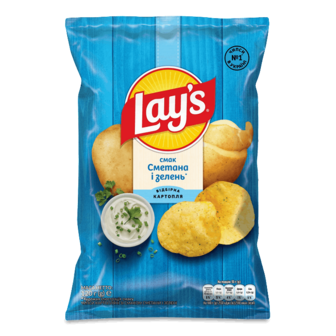 Чипси Lay's картопляні зі смаком сметани та зелені 120г