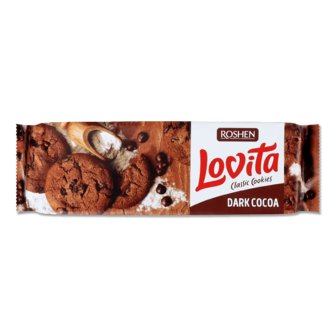 Печиво Roshen Lovita Classic Cookies з какао і шматочками глазурі 150г