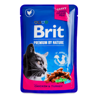 Корм для котів Brit «Преміум» з куркою та індичкою 100г