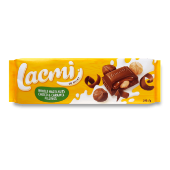 Шоколад молочний Roshen Lacmi лісовий горіх з шоколадно-карамельною начинкою 295г