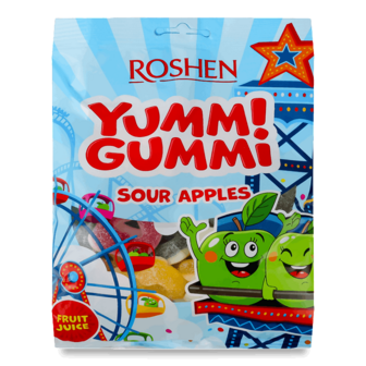 Цукерки Roshen Yummi Gummi Sour apples желейні 165г