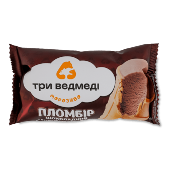 Морозиво Три ведмеді пломбір шоколадний вафельний стаканчик 75г