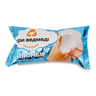 Морозиво Три ведмеді пломбір у вафельному стаканчику 75г