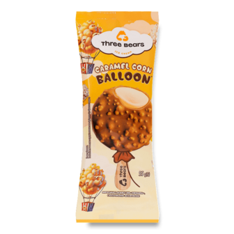 Морозиво Three bears Caramel corn balloon 55г
