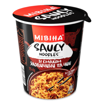 Вермішель Мівіна Saucy noodles смак ялович та чилі 75г