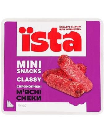 М'ясні снеки сирокопчені Mini Snacks Classy, ЇSTA, 120г