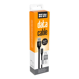 Кабель ColorWay USB Apple Lightning 2.1 А чорний, 1 м