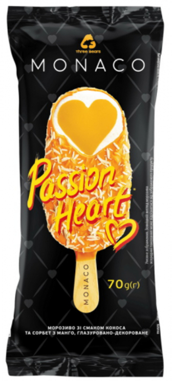 Морозиво Три ведмеді Bassion Heart глазуровано-декоративне 70г