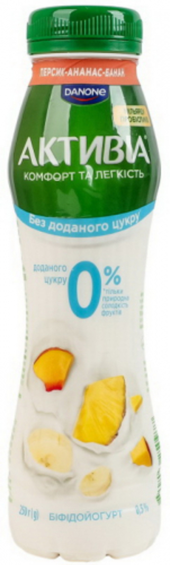 Йогурт Danone Активіа 0,5% персик-ананас-банан 290г