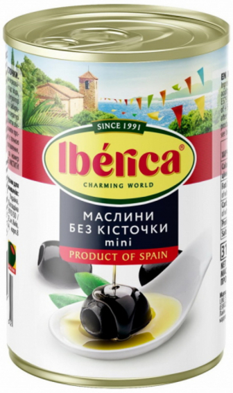 Оливки Iberica mini чорні б/к 300г