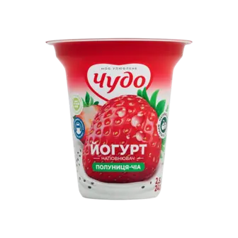 Йогурт Чудо Полуниця-чіа 2,5% стакан 240г